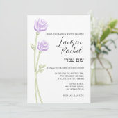 Bat Mitzvah twee Paarse Rozen Kaart (Staand voorkant)