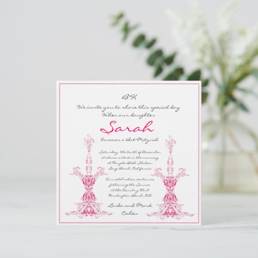 Bat Mitzvah Uitnodiging (Staand voorkant)