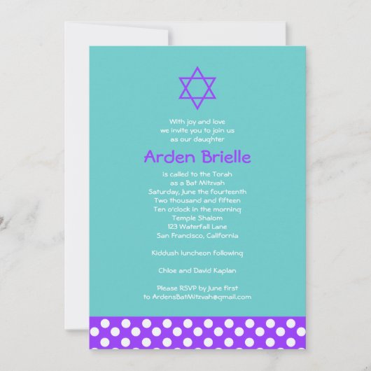Bat Mitzvah Uitnodiging Arden Mandy (Voorkant)