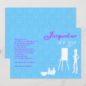 Bat Mitzvah Uitnodiging Art Theme Birthday (Voorkant / Achterkant)