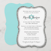 Bat Mitzvah Uitnodiging | FAUX Silver glitter (Voorkant / Achterkant)