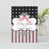 Bat Mitzvah Uitnodiging - Franse Bow Dot Swirl (Staand voorkant)