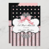 Bat Mitzvah Uitnodiging - Franse Bow Dot Swirl (Voorkant / Achterkant)