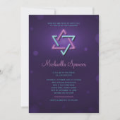 Bat Mitzvah uitnodiging Glanzende Ster van David (Voorkant)