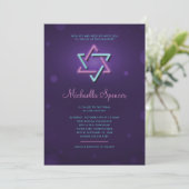Bat Mitzvah uitnodiging Glanzende Ster van David (Staand voorkant)