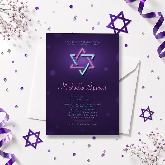 Bat Mitzvah uitnodiging Glanzende Ster van David