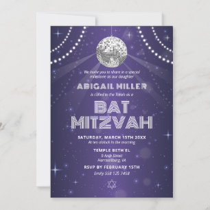 Bat Mitzvah uitnodiging Glow Party Disco Bal