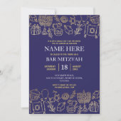 Bat Mitzvah Uitnodiging Joodse Marine Star Blauw G (Voorkant)