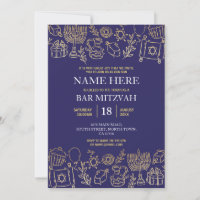 Bat Mitzvah Uitnodiging Joodse Marine Star Blauw G
