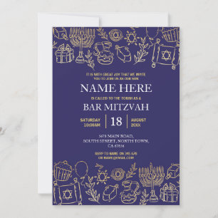 Bat Mitzvah Uitnodiging Joodse Marine Star Blauw G