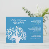Bat Mitzvah Uitnodiging Lily Naomi Tree Blue (Staand voorkant)