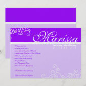 Bat Mitzvah Uitnodiging Marielle Hebrew Paars (Voorkant / Achterkant)