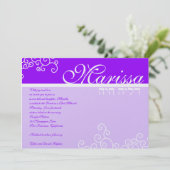 Bat Mitzvah Uitnodiging Marielle Hebrew Paars (Staand voorkant)