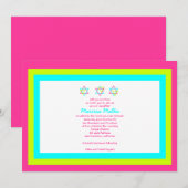 Bat Mitzvah Uitnodiging Marissa Malka Pink Blue (Voorkant / Achterkant)
