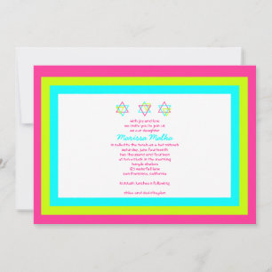 Bat Mitzvah Uitnodiging Marissa Malka Pink Blue