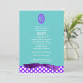 Bat Mitzvah Uitnodiging Paarse Bow Polka Dot (Staand voorkant)