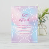 Bat Mitzvah uitnodiging Pastel Juwelen (Staand voorkant)
