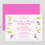 Bat Mitzvah Uitnodiging Snoep Candyland Theme (Voorkant / Achterkant)