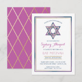 Bat Mitzvah Uitnodiging - Ster van David w/Gold (Voorkant / Achterkant)
