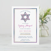 Bat Mitzvah Uitnodiging - Ster van David w/Gold (Staand voorkant)