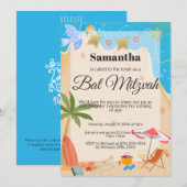 Bat mitzvah uitnodiging: Strand thema, QR Kaart (Voorkant / Achterkant)