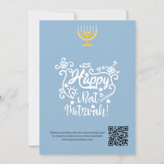 Bat mitzvah uitnodiging: Strand thema, QR Kaart (Achterkant)