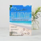 Bat mitzvah uitnodiging: Strand thema, QR Kaart (Staand voorkant)