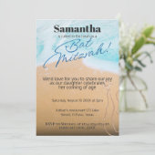 Bat mitzvah uitnodiging: Strand thema, QR Kaart (Staand voorkant)