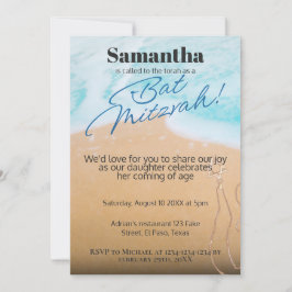 Bat mitzvah uitnodiging: Strand thema, QR Kaart