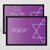 Bat Mitzvah Uitnodiging Sydney Blair Paars (Voorkant / Achterkant)