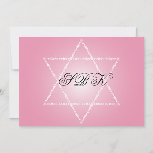 Bat Mitzvah Uitnodiging Sydney Jwish Star Pink (Voorkant)