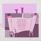 Bat Mitzvah Uitnodiging Torah Hailey Hannah Pink (Voorkant / Achterkant)