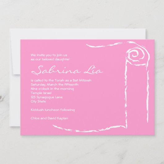 Bat Mitzvah Uitnodiging Torah Scroll Jewish F9C (Voorkant)