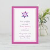 Bat Mitzvah Uitnodiging | Woven Star (Staand voorkant)