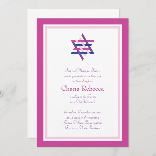 Bat Mitzvah Uitnodiging | Woven Star (Voorkant / Achterkant)