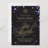 Bat Mitzvah Uitnodigingen | Elegant Paars en goud (Voorkant)