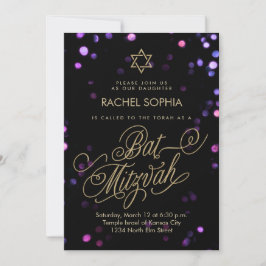 Bat Mitzvah Uitnodigingen | Elegant Paars en goud