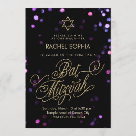 Bat Mitzvah Uitnodigingen | Elegant Paars en goud