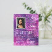 BAT MITZVAH Uitnodigingen Joodse fotokaarten Elega (Staand voorkant)