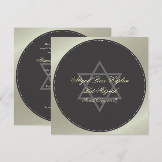 Bat Mitzvah uitnodigingen, Kaart (Voorkant / Achterkant)