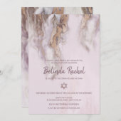 Bat Mitzvah Uitnodigingen | Roos Gold (Voorkant / Achterkant)