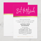 BAT MITZVAH ultra trendy modern roze zwart goud Kaart (Voorkant / Achterkant)