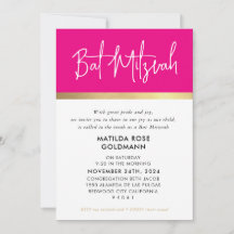 BAT MITZVAH ultra trendy modern roze zwart goud