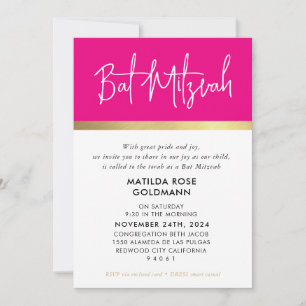 BAT MITZVAH ultra trendy modern roze zwart goud Kaart