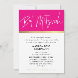 BAT MITZVAH ultra trendy modern roze zwart goud Kaart