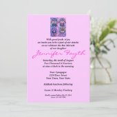 Bat Mitzvah - Vier Roze Hamsa Tapastry Kaart (Staand voorkant)