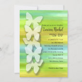 Bat Mitzvah Vlinder Aquarel Blauw Groen Geel Kaart (Voorkant)