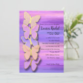 Bat Mitzvah Vlinder Roze Paarse Waterverf Kaart (Staand voorkant)