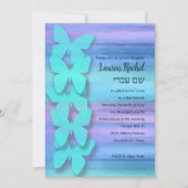 Bat Mitzvah Vlinder Turquoise Paars Waterverf Kaart (Voorkant)