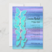 Bat Mitzvah Vlinder Turquoise Paarse Waterverf Kaart (Voorkant)